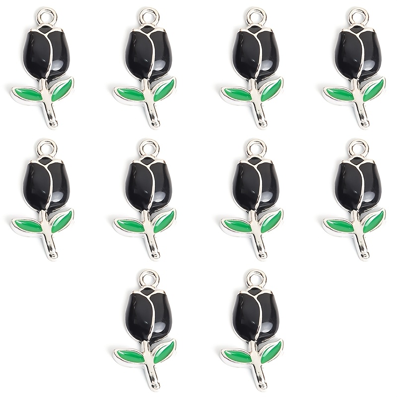 10pcs Multicolor Tulip Enamel Drip Oil Charms for DIY Crafting